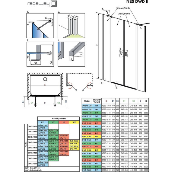 Душевая дверь Radaway Nes Black DWD II 190 см W1, черный/прозрачное - 7 Душевая дверь Radaway Nes Black DWD II 190 см W1, черный/прозрачное фото 7