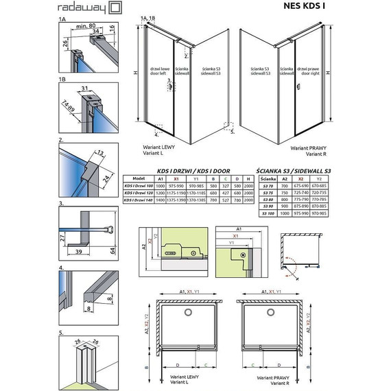 Душевое ограждение Radaway Nes Black KDS I 100x75 см L, черный/прозрачное фото 7