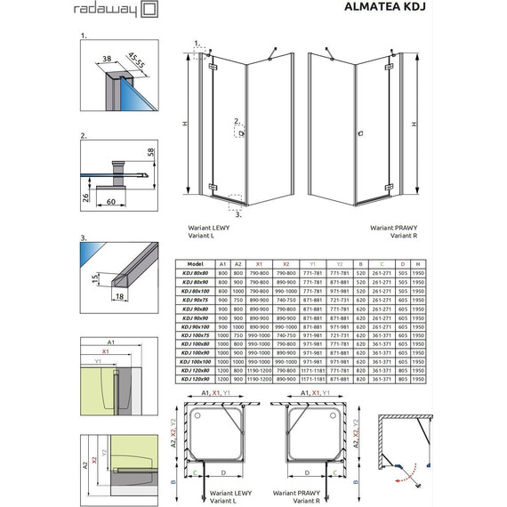 Душевое ограждение Radaway Almatea KDJ 80x90 см 32146-01-01NR, хром/прозрачное фото 9