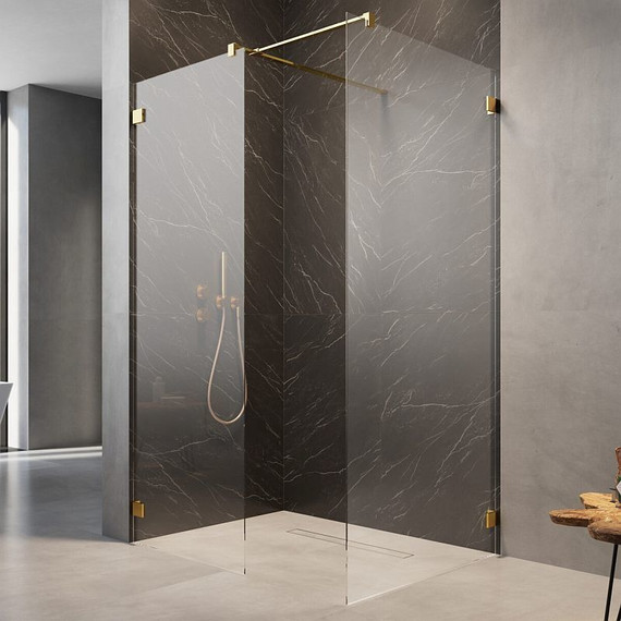 Душевое ограждение Radaway Essenza Pro Gold Walk-in III 80x80 см, золото/прозрачное фото 