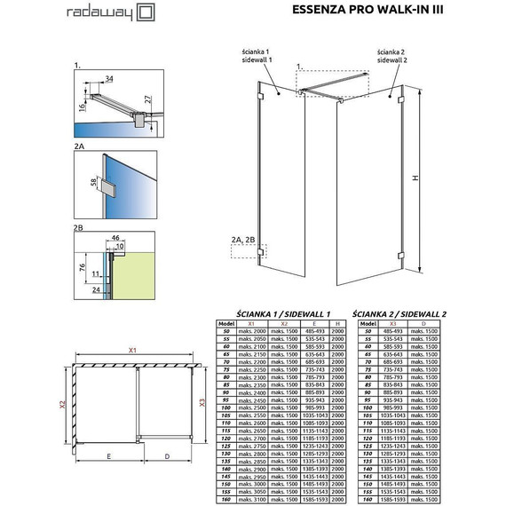 Душевое ограждение Radaway Essenza Pro Gold Walk-in III 100x100 см, золото/прозрачное фото 6