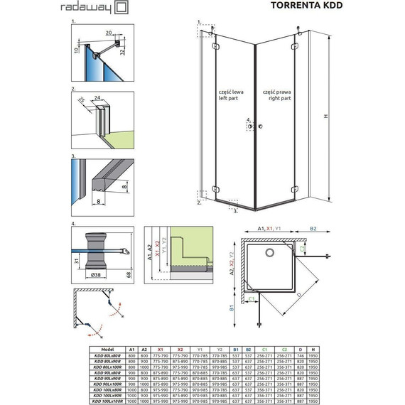 Душевое ограждение Radaway Torrenta KDD 80x100 см 132273-01-01R, хром/прозрачное фото 9