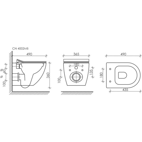 Унитаз подвесной ceramicanova Metropol Rimless CN4002MB с тонкой крышкой микролифт, черный матовый, Цвет производителя: чёрный матовый фото 15