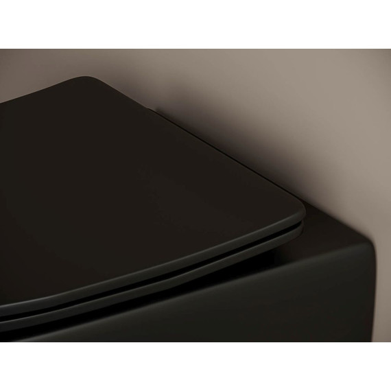 Унитаз подвесной ceramicanova Metropol Rimless CN4002MB с тонкой крышкой микролифт, черный матовый, Цвет производителя: чёрный матовый фото 5