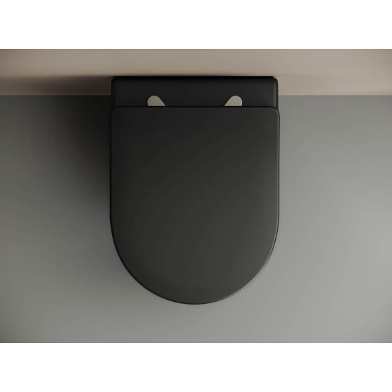 Унитаз подвесной ceramicanova Metropol Rimless CN4002MB с тонкой крышкой микролифт, черный матовый, Цвет производителя: чёрный матовый фото 9