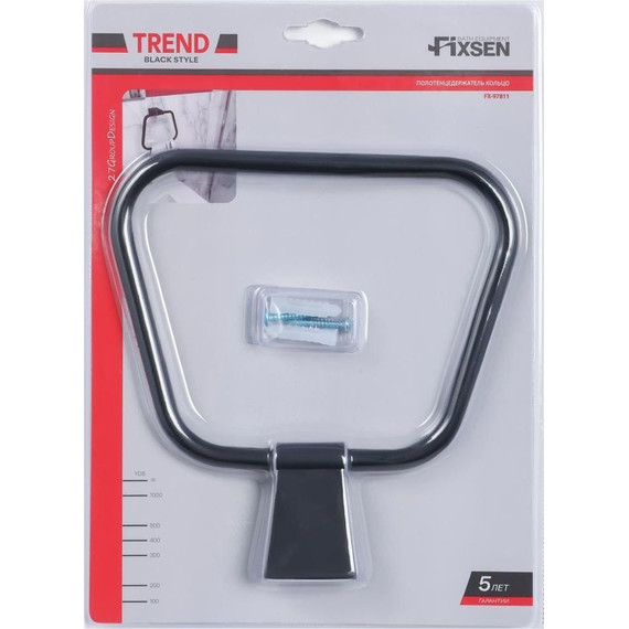 Кольцо для полотенец Fixsen Trend FX-97811, цвет чёрный матовый - 2 Кольцо для полотенец Fixsen Trend FX-97811, цвет чёрный матовый фото 2