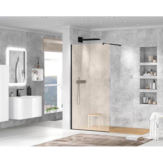 Душевая перегородка Cezares 120 см LIBERTA-L-1-120-BR-NERO (телескопический кронштейн, стекло 8 мм) черный/бронза - 2 Душевая перегородка Cezares 120 см LIBERTA-L-1-120-BR-NERO (телескопический кронштейн, стекло 8 мм) черный/бронза фото 2