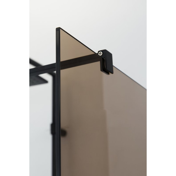 Душевая перегородка Cezares Liberta L-1 80 см (телескопический кронштейн, стекло 8 мм), черный/бронза фото 4