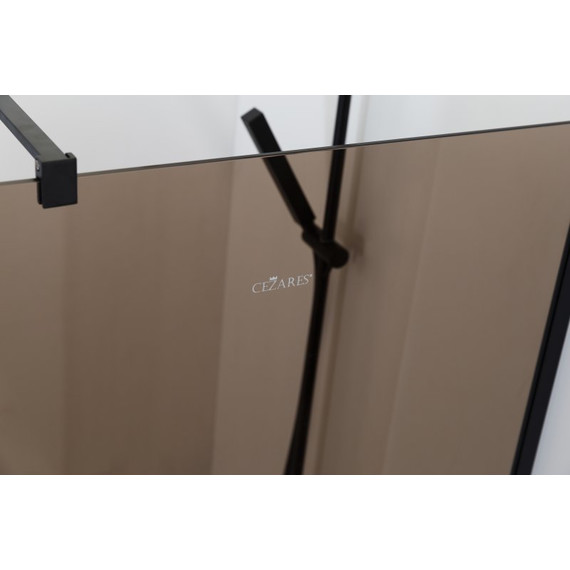 Душевая перегородка Cezares Liberta L-1 110 см (телескопический кронштейн, стекло 8 мм), черный/бронза - 5 Душевая перегородка Cezares Liberta L-1 110 см (телескопический кронштейн, стекло 8 мм), черный/бронза фото 5