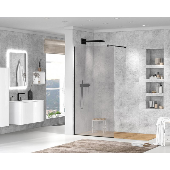 Душевая перегородка Cezares Liberta L-1 110 см (телескопический кронштейн, стекло 8 мм), черный/тонированное - 2 Душевая перегородка Cezares Liberta L-1 110 см (телескопический кронштейн, стекло 8 мм), черный/тонированное фото 2