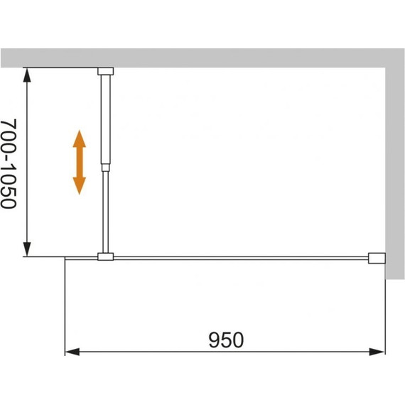 Душевая перегородка Cezares Liberta L-1 95 см (телескопический кронштейн, стекло 8 мм), черный/прозрачное фото 5