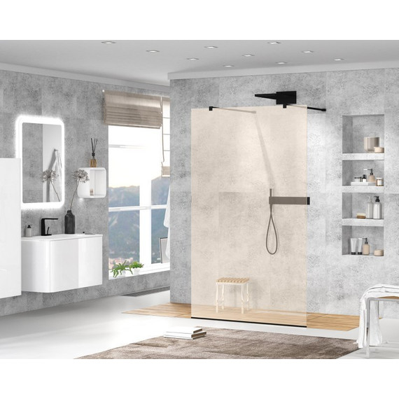 Душевая перегородка Cezares Liberta L-2 90 см (телескопические кронштейны, стекло 8 мм), черный/бронза фото 2