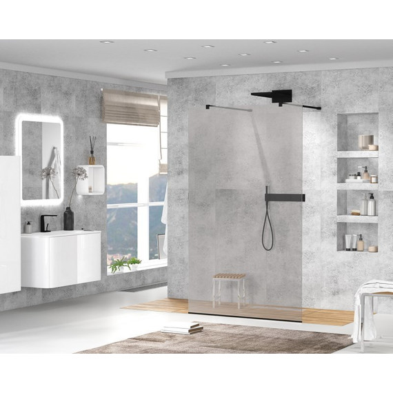 Душевая перегородка Cezares Liberta L-2 100 см (телескопические кронштейны, стекло 8 мм), черный/тонированное фото 2