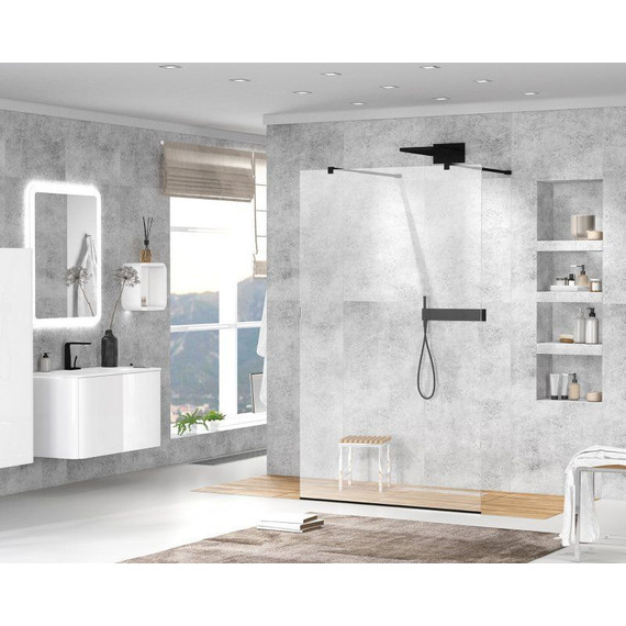 Душевая перегородка Cezares Liberta L-2 120 см (телескопические кронштейны, стекло 8 мм), черный/прозрачное - 2 Душевая перегородка Cezares Liberta L-2 120 см (телескопические кронштейны, стекло 8 мм), черный/прозрачное фото 2