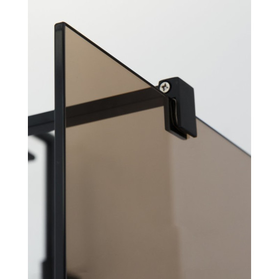 Душевая перегородка Cezares Liberta L-2 90 см (телескопические кронштейны, стекло 8 мм), черный/бронза фото 3