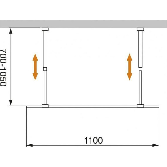 Душевая перегородка Cezares Liberta L-2 110 см (телескопические кронштейны, стекло 8 мм), черный/прозрачное фото 5
