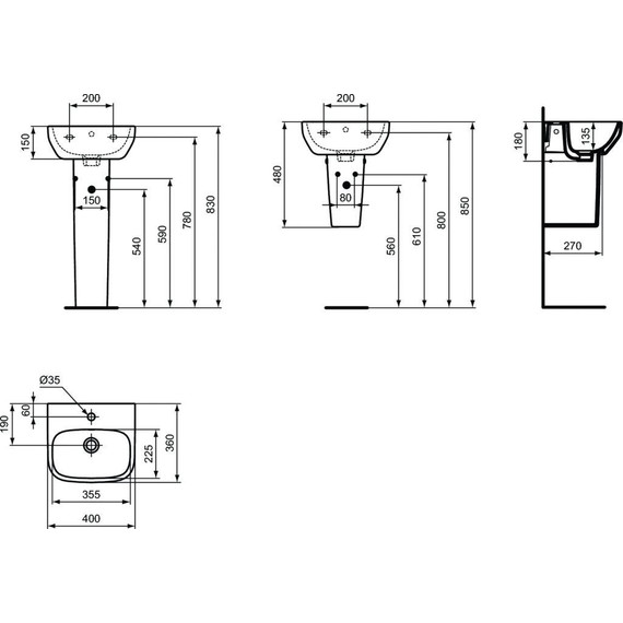 Раковина подвесная Ideal Standard I.Life A 40 см T470801 фото 3