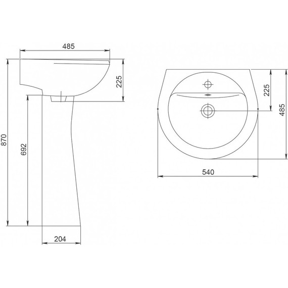 Раковина подвесная Santeri Соната 54 см 1.3111.2.S00.11B.0 - 4 Раковина подвесная Santeri Соната 54 см 1.3111.2.S00.11B.0 фото 4