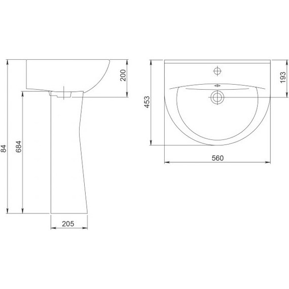 Раковина подвесная Santeri Виктория 56 см 1.3111.6.S00.11B.0 фото 3
