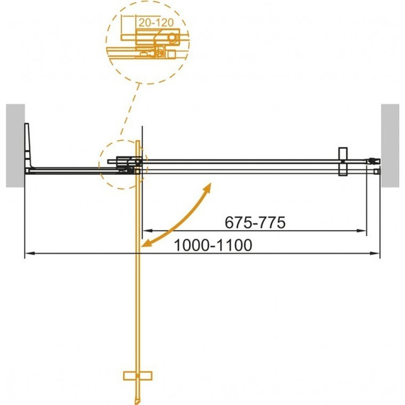 Душевая дверь Cezares Slider B-1 100/110 см (стекло 8 мм), хром/бронзовое - 5 Душевая дверь Cezares Slider B-1 100/110 см (стекло 8 мм), хром/бронзовое фото 5