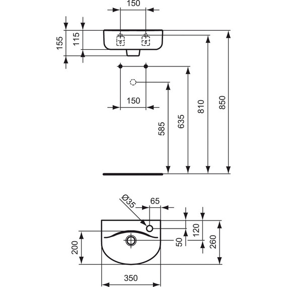 Раковина подвесная Ideal Standard Connect 35 см E791501 фото 3