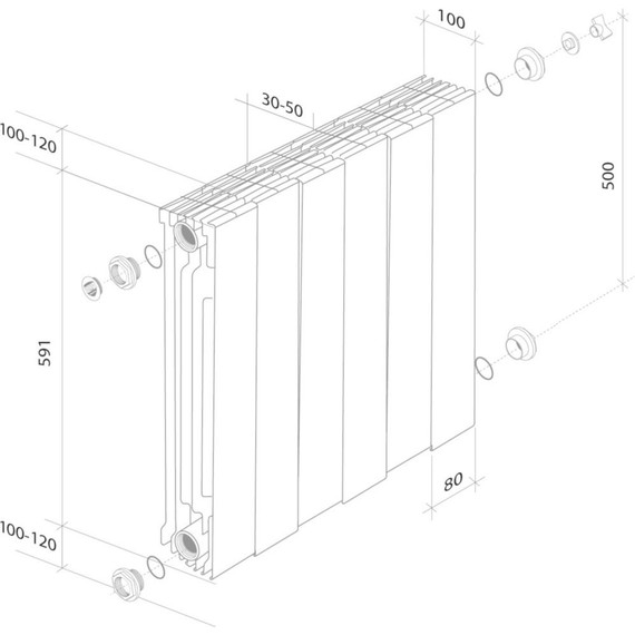 Радиатор Royal Thermo Piano Forte 500 VD Silver Satin 480х590 мм (6 секций) фото 5