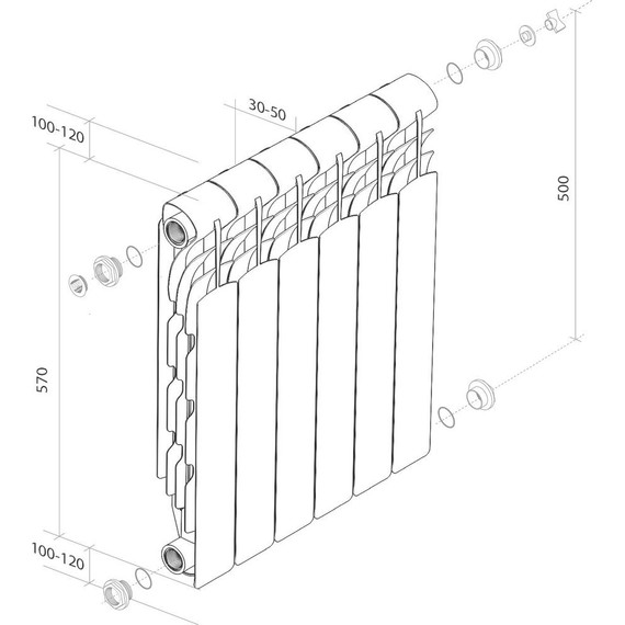 Радиатор Royal Thermo Revolution 500 480х570 мм (6 секций) фото 7