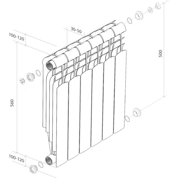 Радиатор Royal Thermo Vittoria Super 500 VDR 490х560 мм (6 секций) фото 4