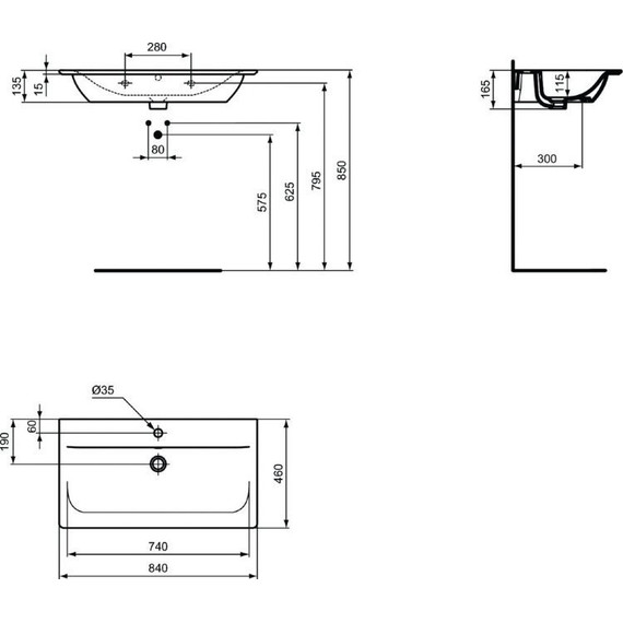Раковина подвесная Ideal Standard Connect Air 84 см E0279V3, черный матовый - 4 Раковина подвесная Ideal Standard Connect Air 84 см E0279V3, черный матовый фото 4
