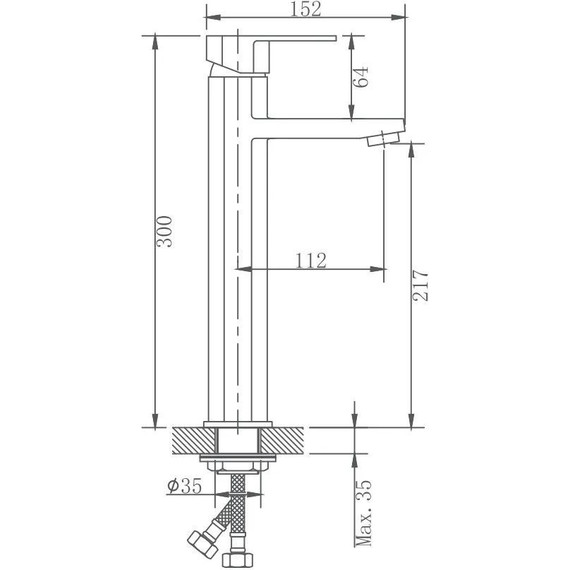 Смеситель для раковины высокий Haiba HB11806, нержавеющая сталь фото 2