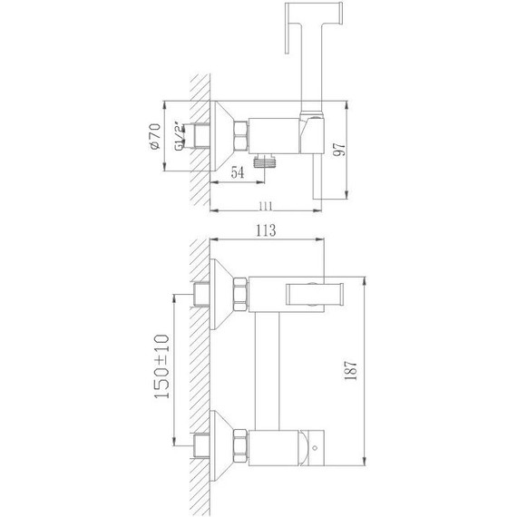 Набор для гигиенического душа Haiba HB5510-7, чёрный матовый фото 2