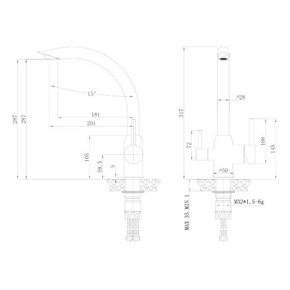 Смеситель для кухни Haiba HB70304, нержавеющая сталь фото 2