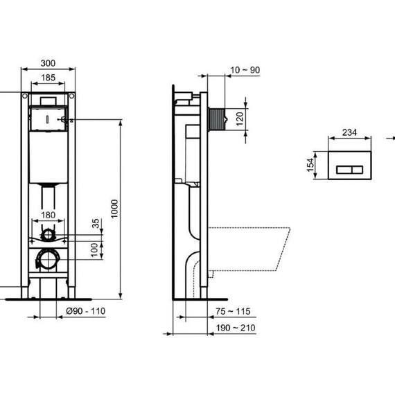 Инсталляция Ideal Standard Prosys Eco Frame M с подвесным унитазом Connect W220101 - 7 Инсталляция Ideal Standard Prosys Eco Frame M с подвесным унитазом Connect W220101 фото 7