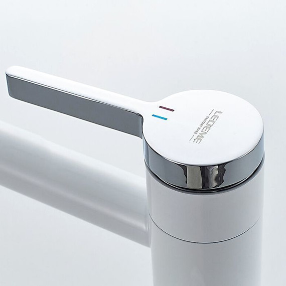 Смеситель для раковины высокий Ledeme L1152-2, белый/хром фото 6