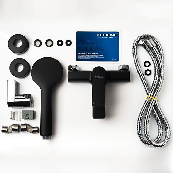 Смеситель для ванны Ledeme L3275B, черный фото 4