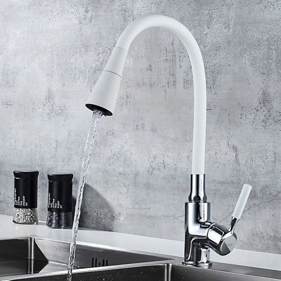 Смеситель для кухни Ledeme L4199-3, белый/хром фото 4