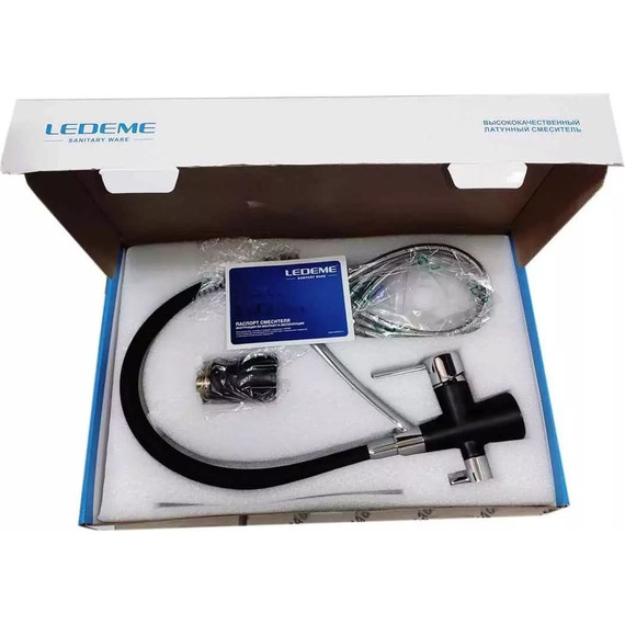 Смеситель для кухни Ledeme L4855B-2, черный/хром - 2 Смеситель для кухни Ledeme L4855B-2, черный/хром фото 2