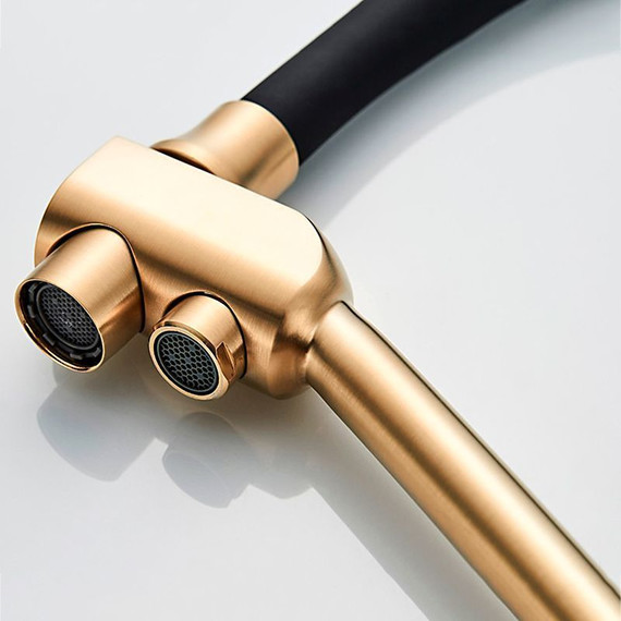 Смеситель для кухни Ledeme L4855Y-2, черный/золотой сатин - 3 Смеситель для кухни Ledeme L4855Y-2, черный/золотой сатин фото 3