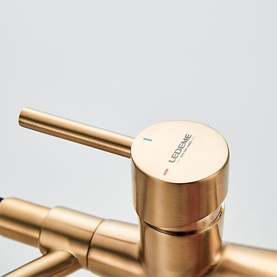 Смеситель для кухни Ledeme L4855Y-2, черный/золотой сатин - 4 Смеситель для кухни Ledeme L4855Y-2, черный/золотой сатин фото 4