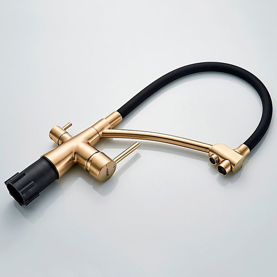 Смеситель для кухни Ledeme L4855Y-2, черный/золотой сатин - 7 Смеситель для кухни Ledeme L4855Y-2, черный/золотой сатин фото 7