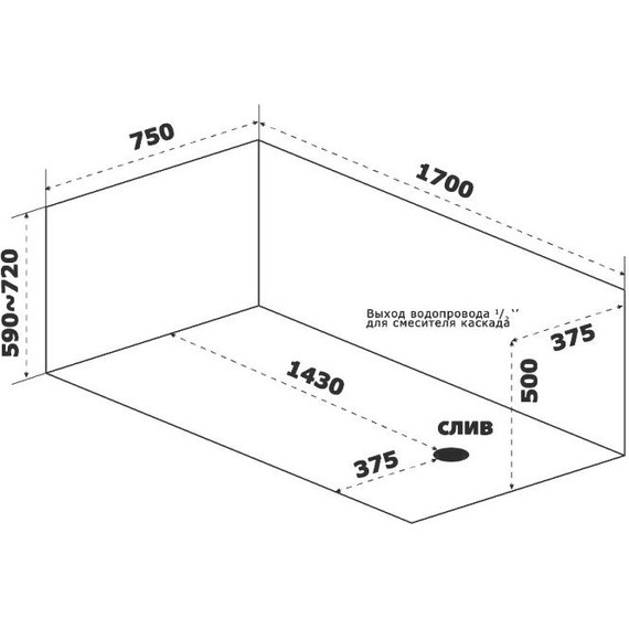 Ванна акриловая Bas Нирвана 170х75 см, Размер - мм: 1700х750 - 6 Ванна акриловая Bas Нирвана 170х75 см, Размер - мм: 1700х750 фото 6