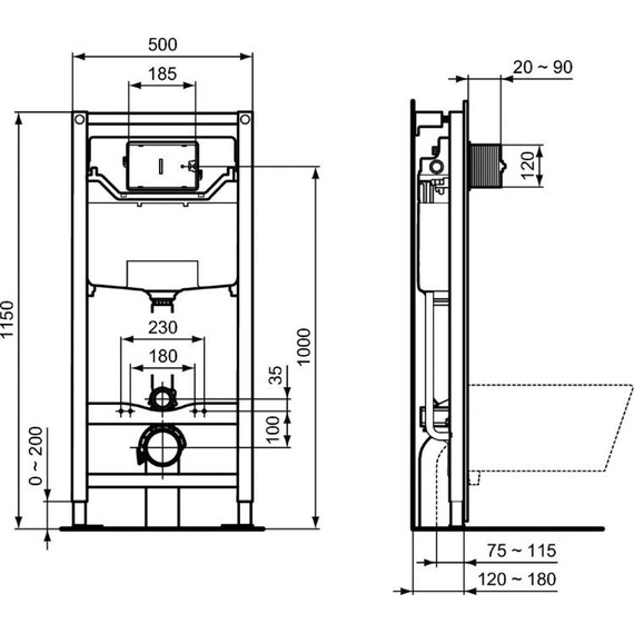 Инсталляция с подвесным унитазом комплект: Ideal Standard Prosys Frame 120 M R020467 с подвесным безободковый унитазом Ideal Standard Tesi AquaBlade T0079V1 (белый матовый) сиденье микролифт - 13 Инсталляция с подвесным унитазом комплект: Ideal Standard Prosys Frame 120 M R020467 с подвесным безободковый унитазом Ideal Standard Tesi AquaBlade T0079V1 (белый матовый) сиденье микролифт фото 13
