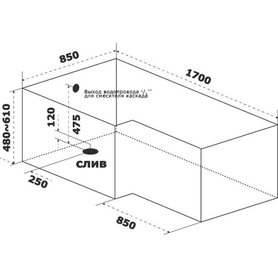Панель фронтальная Bas Эсте 170х85 см R фото 2