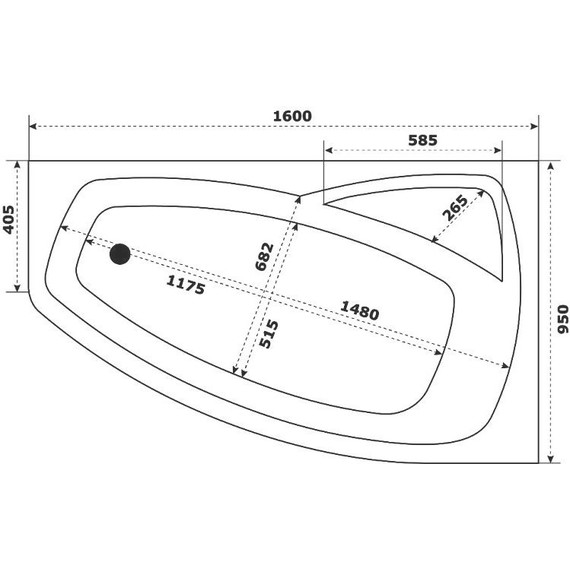 Ванна акриловая Bas Камея 160х95 см L, Размер - мм: 1600х950 фото 8