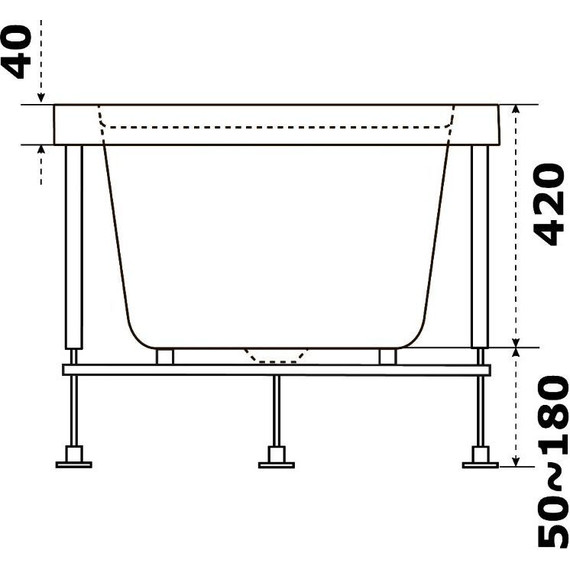 Ванна акриловая Bas Аякс 170х75 см, Размер - мм: 1700х750 фото 6