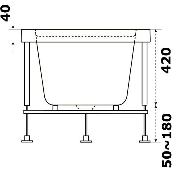 Ванна акриловая Bas Аякс 150х75 см, Размер - мм: 1500х750 фото 5