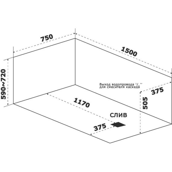 Ванна акриловая Bas Аякс 150х75 см, Размер - мм: 1500х750 фото 8