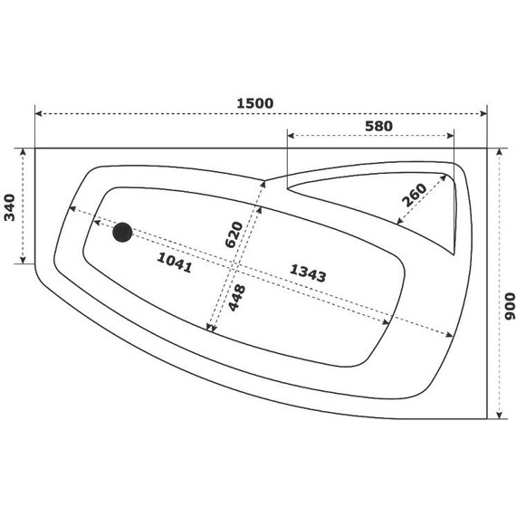 Ванна акриловая Bas Камея 150х90 см L (на каркасе), Размер - мм: 1500х900 - 8 Ванна акриловая Bas Камея 150х90 см L (на каркасе), Размер - мм: 1500х900 фото 8