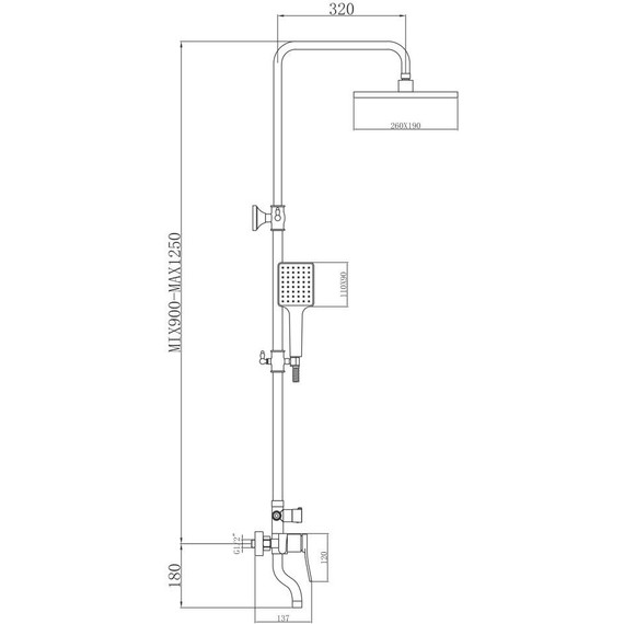 Душевая стойка Bronze de Luxe Element EL77CB, хром/чёрный матовый фото 4