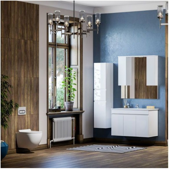 Тумба подвесная с раковиной Mirsant Next 80 см (раковина Premier 800), белый фото 4